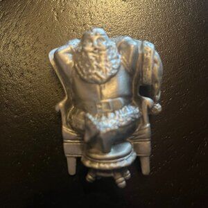 Vintage Pewter Santa Sitting on Chair Pin AJC